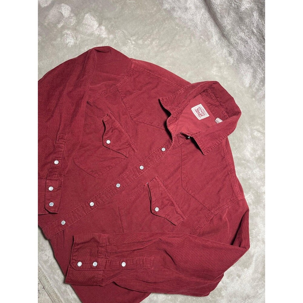 Levi's Pearl Snap Button Down Shirt Men's Small Corduroy Maroon